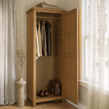 Alderstone Waxed Oak Single Door Wardrobe