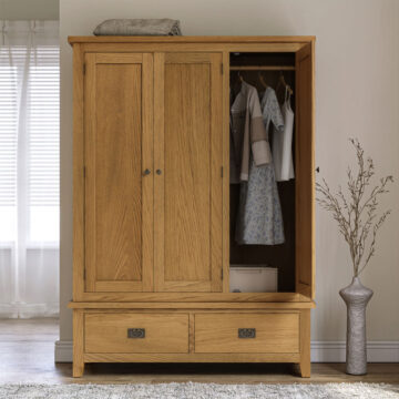 Alderstone Waxed Oak Triple Wardrobe