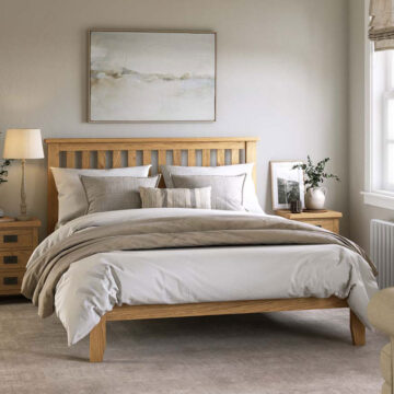 Alderstone Waxed Oak 5' King Size Bed Slatted Low Foot End