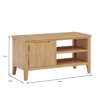 Arlon Oak 1 Door TV Unit 90cm | Assembled