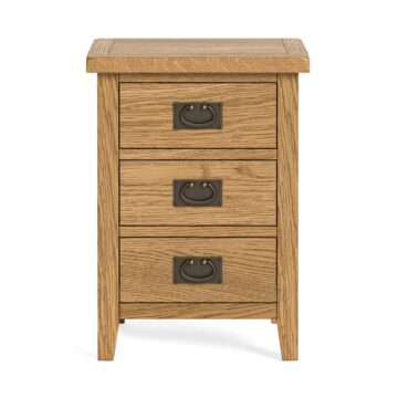 Alderstone Waxed Oak 3 Drawer Bedside Cabinet | Assembled