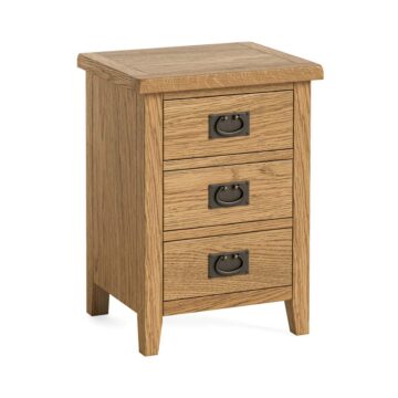 Alderstone Waxed Oak 3 Drawer Bedside Cabinet | Assembled