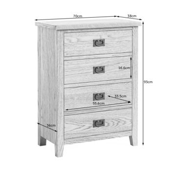Alderstone Waxed Oak 4 Drawer Chest | Assembled
