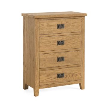 Alderstone Waxed Oak 4 Drawer Chest | Assembled