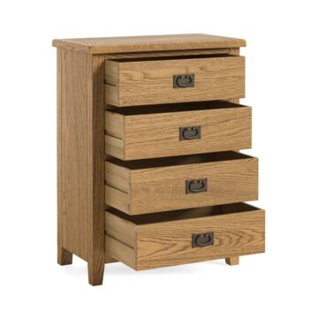 Alderstone Waxed Oak 4 Drawer Chest | Assembled