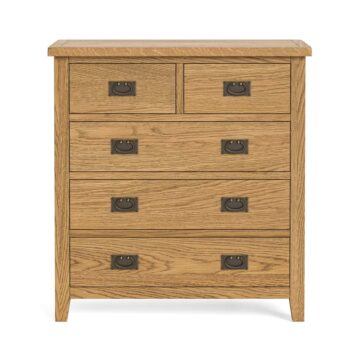 Alderstone Waxed Oak 2 Over 3 Drawer Chest | Assembled | Clearance