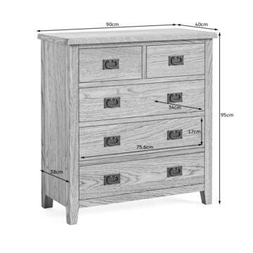 Alderstone Waxed Oak 2 Over 3 Drawer Chest | Assembled | Clearance