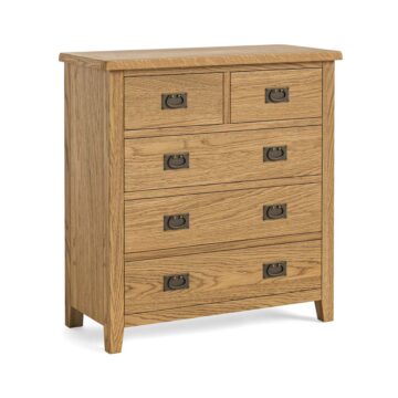 Alderstone Waxed Oak 2 Over 3 Drawer Chest | Assembled | Clearance