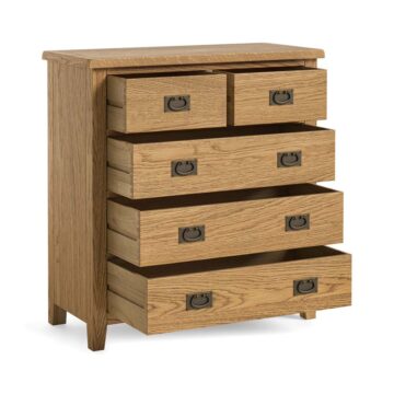 Alderstone Waxed Oak 2 Over 3 Drawer Chest | Assembled | Clearance