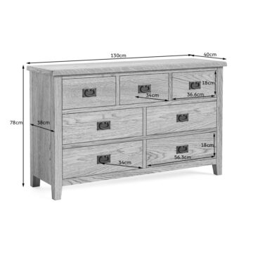 Alderstone Waxed Oak 3 Over 4 Drawer Chest | Assembled | Clearance