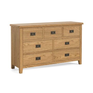 Alderstone Waxed Oak 3 Over 4 Drawer Chest | Assembled | Clearance