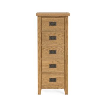 Alderstone Waxed Oak Narrow Tallboy | Assembled