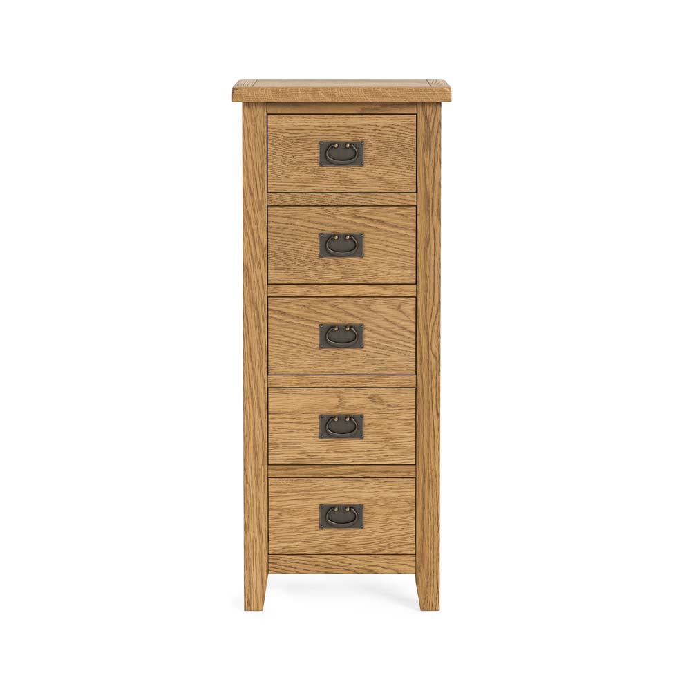 Alderstone Waxed Oak Narrow Tallboy | Assembled