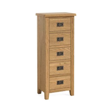 Alderstone Waxed Oak Narrow Tallboy | Assembled