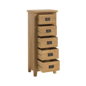 Alderstone Waxed Oak Narrow Tallboy | Assembled