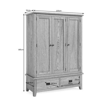 Alderstone Waxed Oak Triple Wardrobe