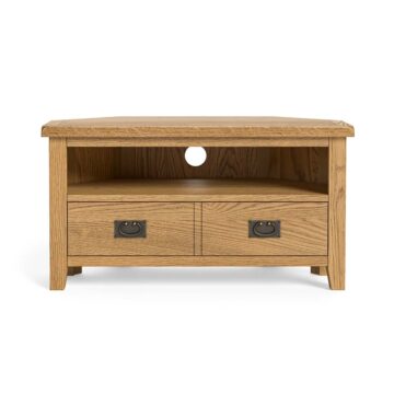 Alderstone Waxed Oak Corner Tv Unit | Assembled