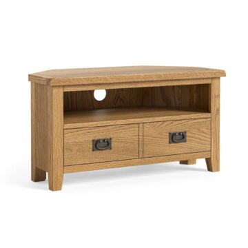 Alderstone Waxed Oak Corner Tv Unit | Assembled