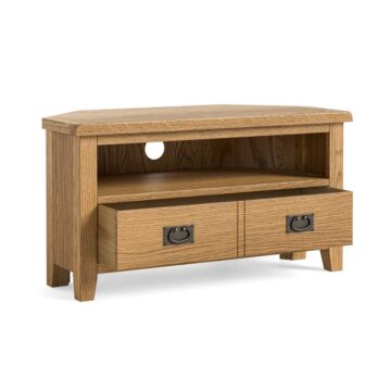 Alderstone Waxed Oak Corner Tv Unit | Assembled