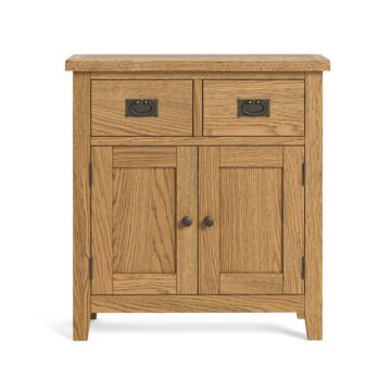 Alderstone Waxed Oak 2 Door 2 Drawer Mini Sideboard | Assembled