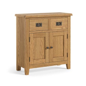 Alderstone Waxed Oak 2 Door 2 Drawer Mini Sideboard | Assembled