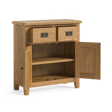 Alderstone Waxed Oak 2 Door 2 Drawer Mini Sideboard | Assembled