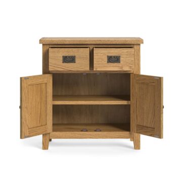 Alderstone Waxed Oak 2 Door 2 Drawer Mini Sideboard | Assembled