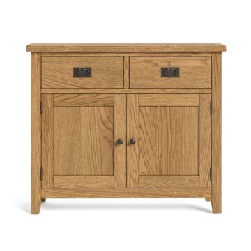 Alderstone Waxed Oak 2 Door 2 Drawer Small Sideboard | Assembled
