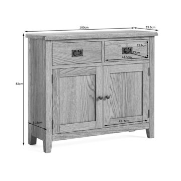 Alderstone Waxed Oak 2 Door 2 Drawer Small Sideboard | Assembled