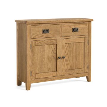 Alderstone Waxed Oak 2 Door 2 Drawer Small Sideboard | Assembled