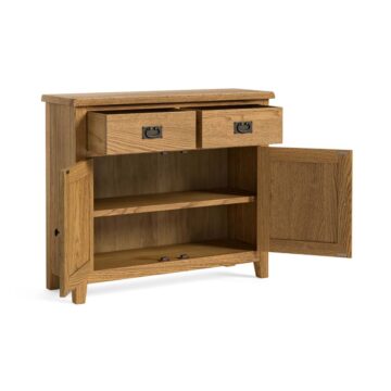 Alderstone Waxed Oak 2 Door 2 Drawer Small Sideboard | Assembled