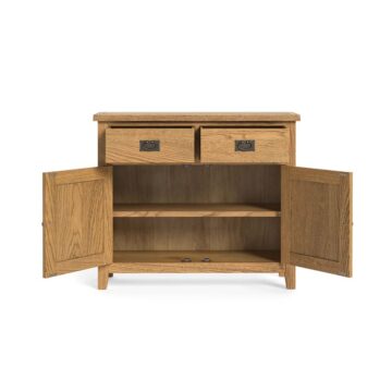 Alderstone Waxed Oak 2 Door 2 Drawer Small Sideboard | Assembled