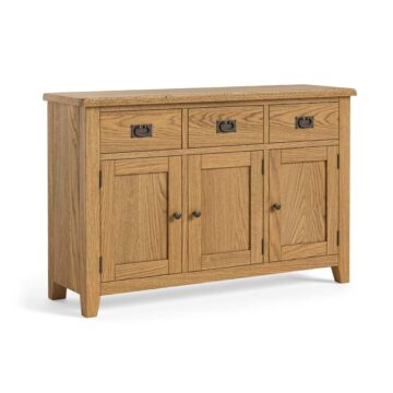 Alderstone Waxed Oak 3 Door 3 Drawer Large Sideboard | Assembled