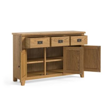 Alderstone Waxed Oak 3 Door 3 Drawer Large Sideboard | Assembled