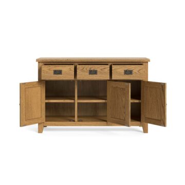 Alderstone Waxed Oak 3 Door 3 Drawer Large Sideboard | Assembled