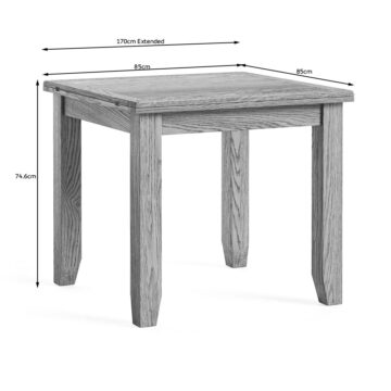Alderstone Waxed Oak Square Extending Dining Table | 85cm – 170cm