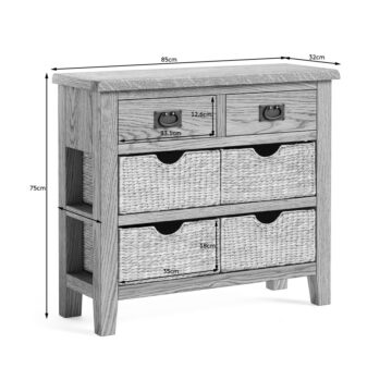 Alderstone Waxed Oak Console Table With Basket | Assembled