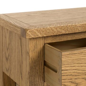Alderstone Waxed Oak Console Table With Basket | Assembled