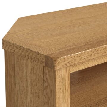 Alderstone Waxed Oak Corner Tv Unit With Basket | Assembled