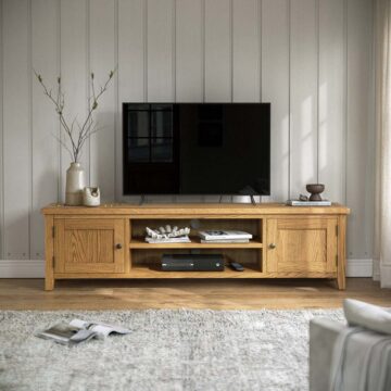 Alderstone Waxed Oak Tv Unit 1800 | Assembled