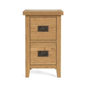 Alderstone Waxed Oak 2 Drawer Narrow Bedside Cabinet | Assembled