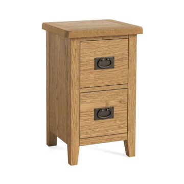 Alderstone Waxed Oak 2 Drawer Narrow Bedside Cabinet | Assembled