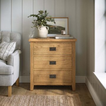 Alderstone Waxed Oak 3 Drawer Chest | Assembled