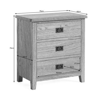 Alderstone Waxed Oak 3 Drawer Chest | Assembled