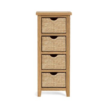 Alderstone Waxed Oak Tallboy With Basket | Assembled