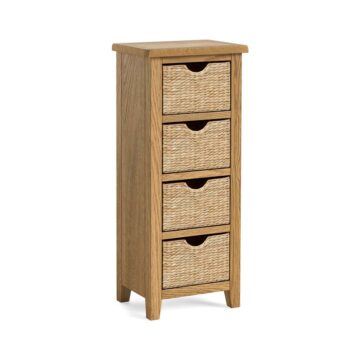 Alderstone Waxed Oak Tallboy With Basket | Assembled