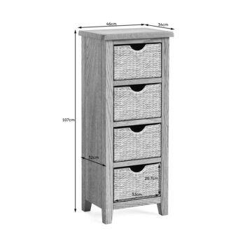 Alderstone Waxed Oak Tallboy With Basket | Assembled