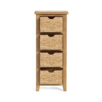 Alderstone Waxed Oak Tallboy With Basket | Assembled