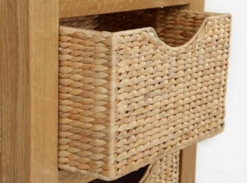 Alderstone Waxed Oak Tallboy With Basket | Assembled