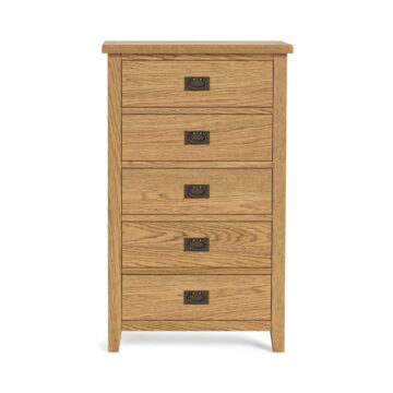 Alderstone Waxed Oak 5 Drawer Chest | Assembled